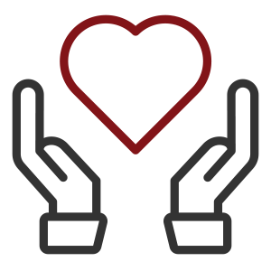 Heart in hand icon